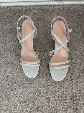 Strappy Glitter Slingback Sandals - Silver